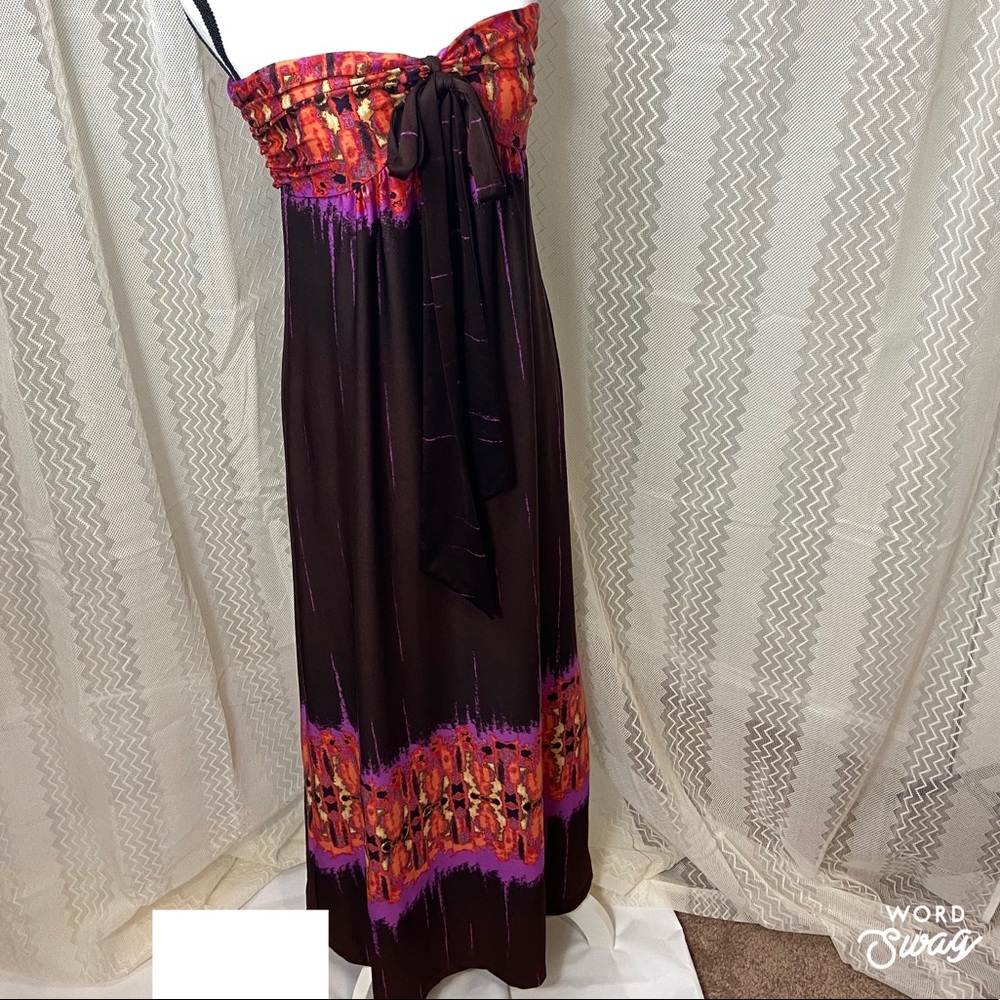 Hypnotic Maxi Strapless L Dress Boho Brown Orange